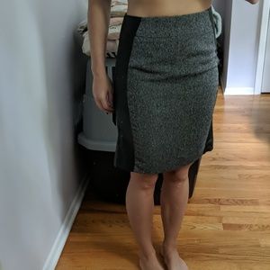 Leather side pencil skirt